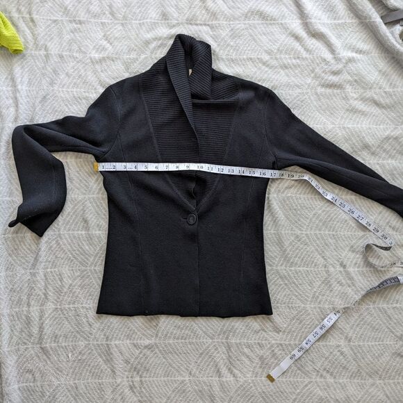Sandra Angelozzi black wool silk knit cardigan Small @c1 - Picture 6 of 10